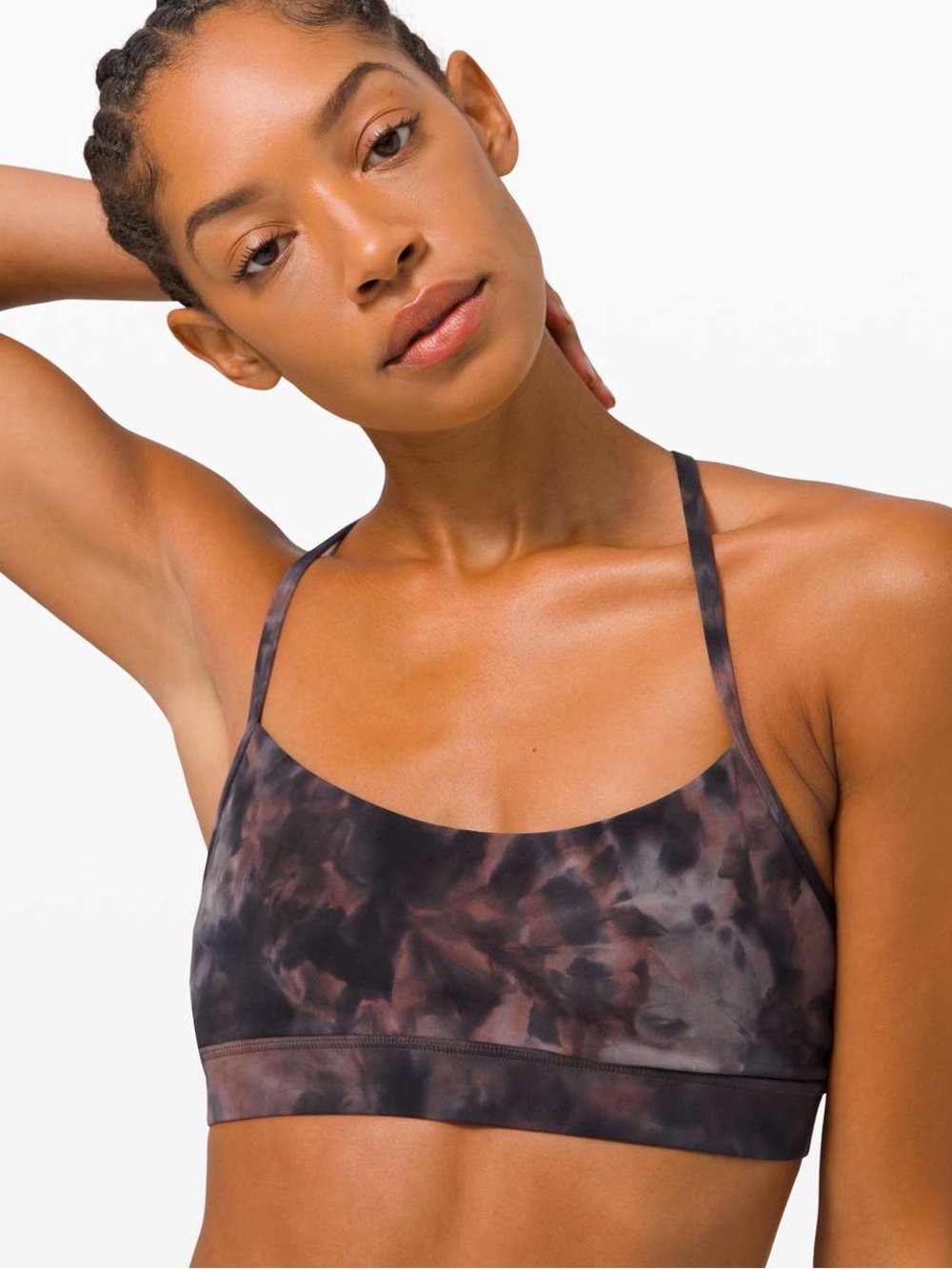 Lululemon Sz 14 Flow Y Bra Nulu Diamond Dye Graphite Grey Pink Sports Bra